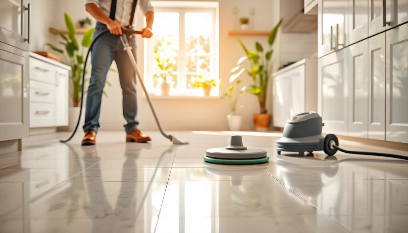 Find expert tile cleaners near me providing professional services in a spotless kitchen.