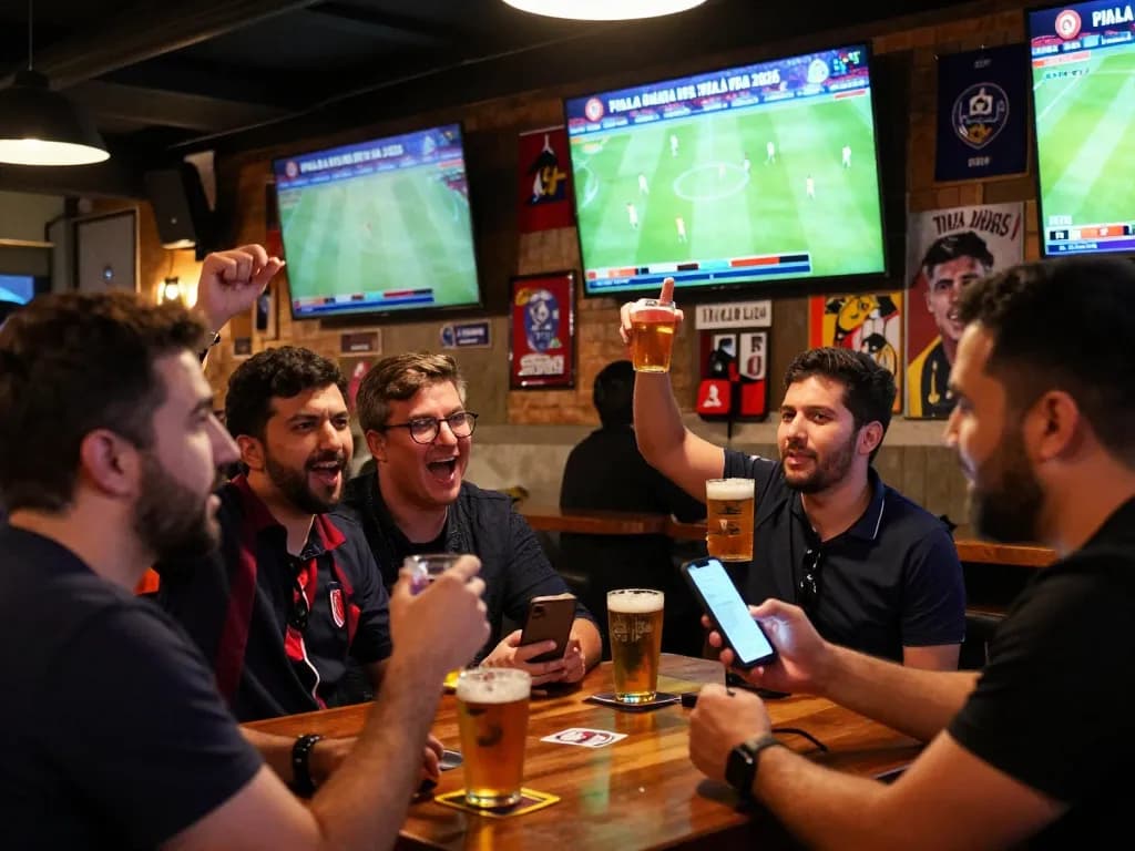 Bets being placed during Piala Dunia FIFA 2026 festivities, capturing fans' excitement for bola piala dunia 2026.