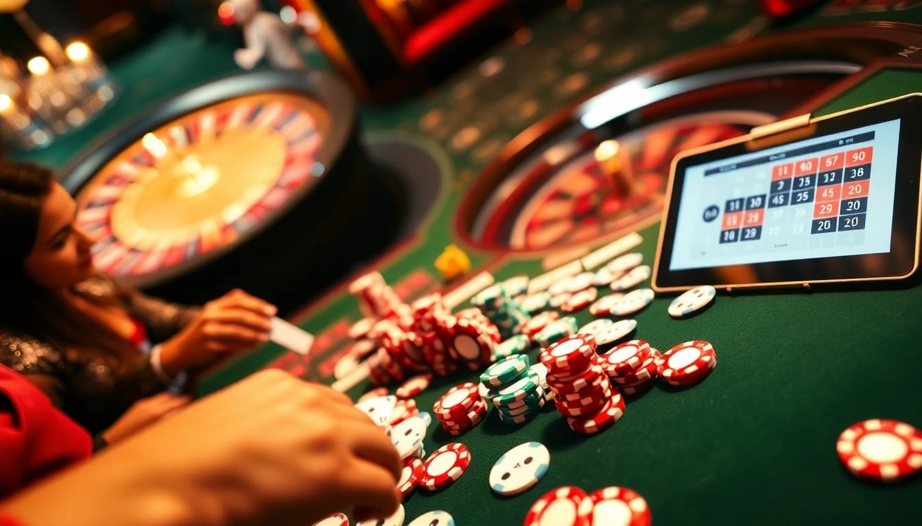 Gamblers enjoy a thrilling game at a luxurious table, showcasing the excitement of https://debet2.app/ casino experience.