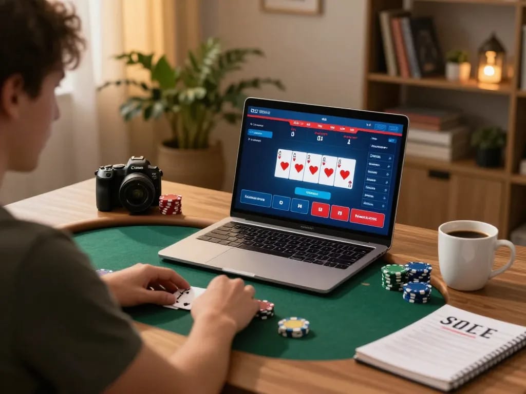I9BET online poker gameplay at home with stylish setup and vibrant interface
