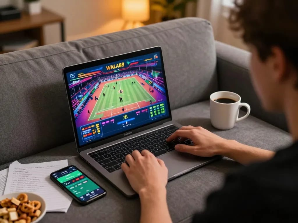 Engaging in live betting on WALA88 platform while enjoying home comfort