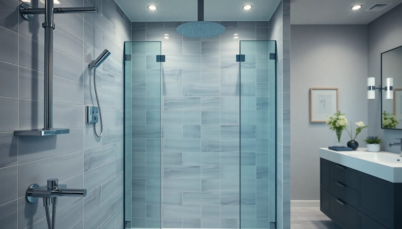 Duschkabine 100x100 Pendeltür in einem eleganten Badezimmer mit stilvollem Design und modernem Ambiente.