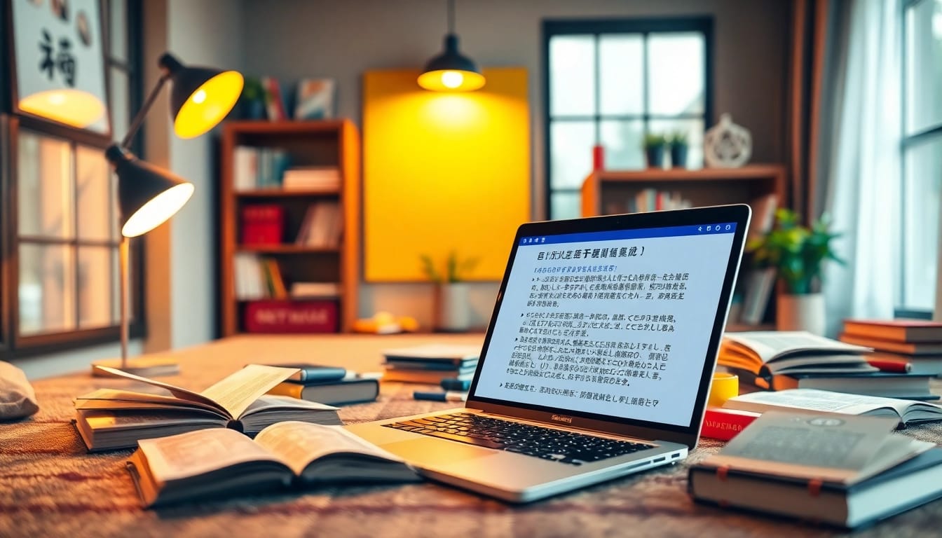 Enhanced learning with 有道 translation tools in a modern study setting.