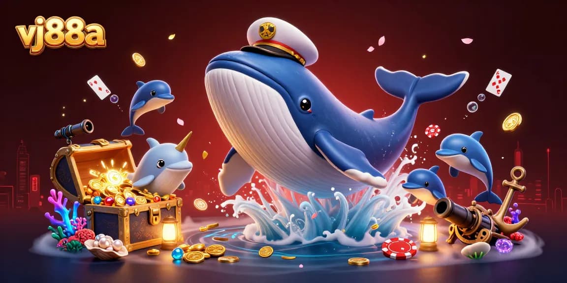 Engage with vj88a's playful 3D casino scene featuring vibrant characters and rich gambling elements.