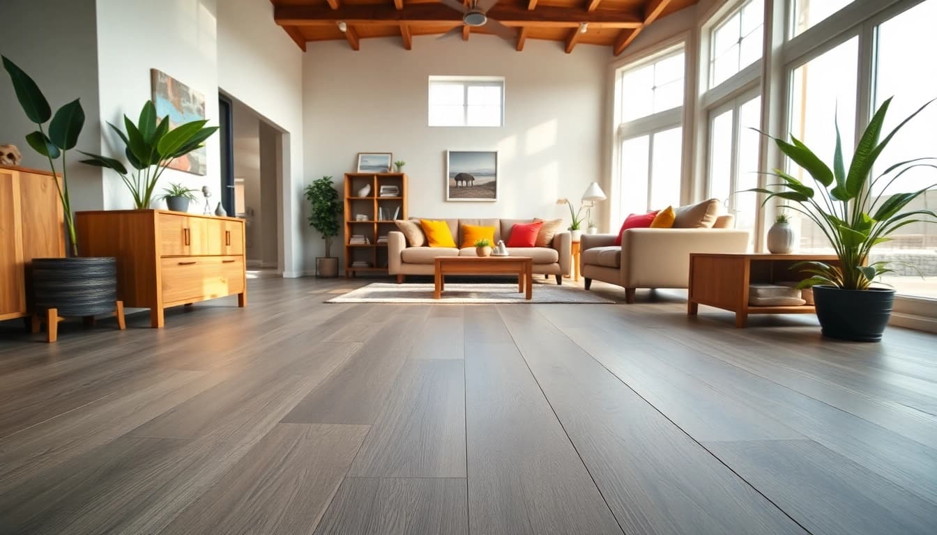 Enhance your home with vinyl plank flooring showcasing contemporary design and smooth texture.