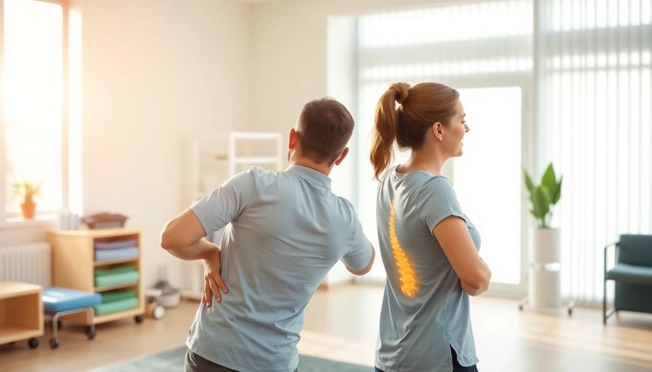 Helping with effective back pain solutions in a physical therapy session.