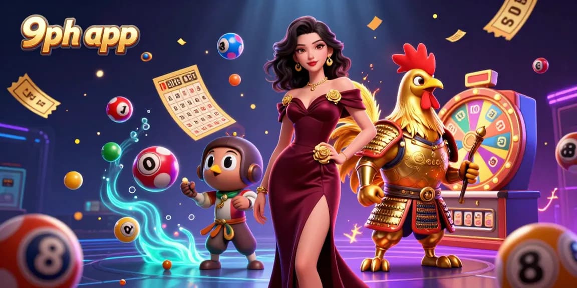 Experience winning thrills with the 9ph app in this vibrant 3D casino scene full of excitement.