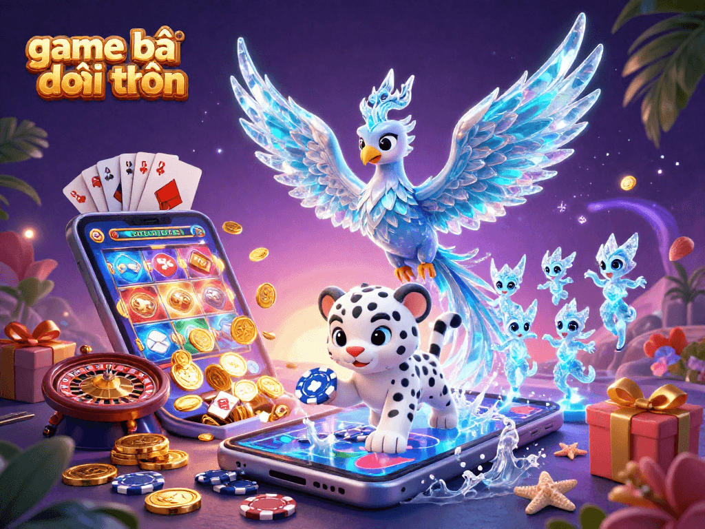 Stunning depiction of game bài đổi thưởng with vibrant characters and casino elements.