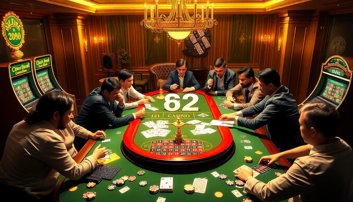 Exciting B52 gaming scene with players at the table and vibrant casino elements.