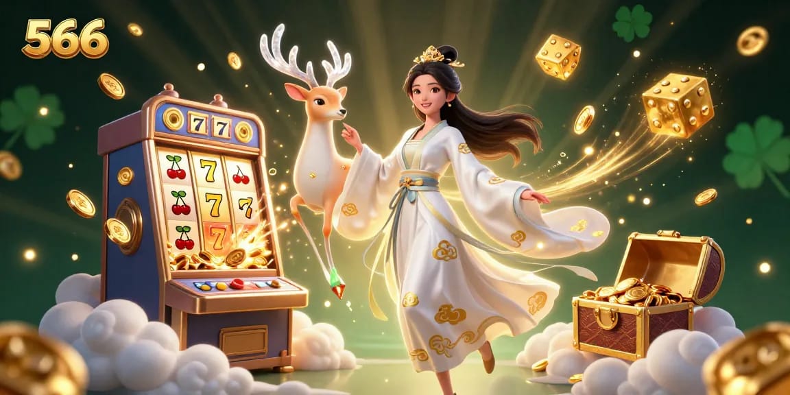 Experience thrilling wins with 566 as the jackpot explodes in a vibrant casino scene.