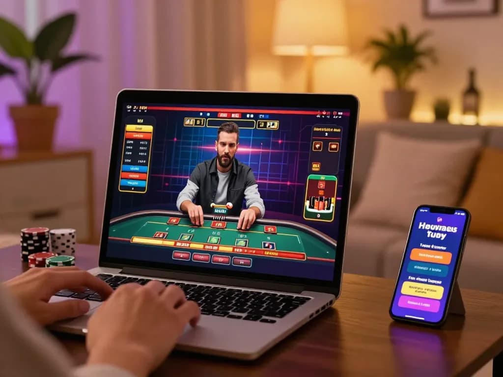 Experience RR88 SELECT's engaging live dealer games on a cozy home setup showcasing warmth and excitement.