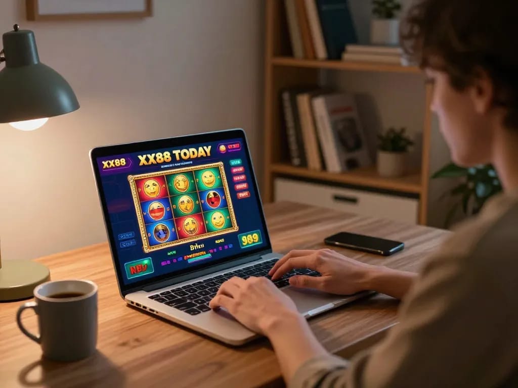 Engaging with XX88 TODAY online casino, showcasing vibrant gaming interface and cozy atmosphere.