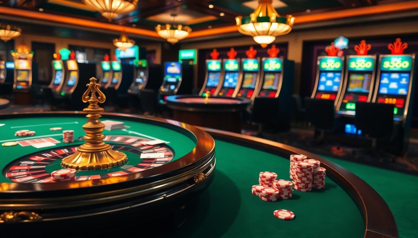 Experience thrilling gameplay at sv66 com with luxurious casino tables and vibrant poker elements.