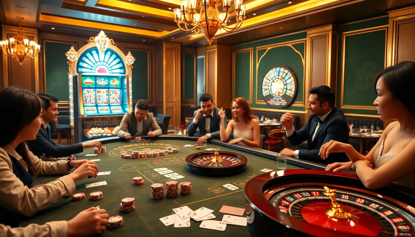 BEM88.com offers an exciting casino experience with players engaged in poker and roulette.