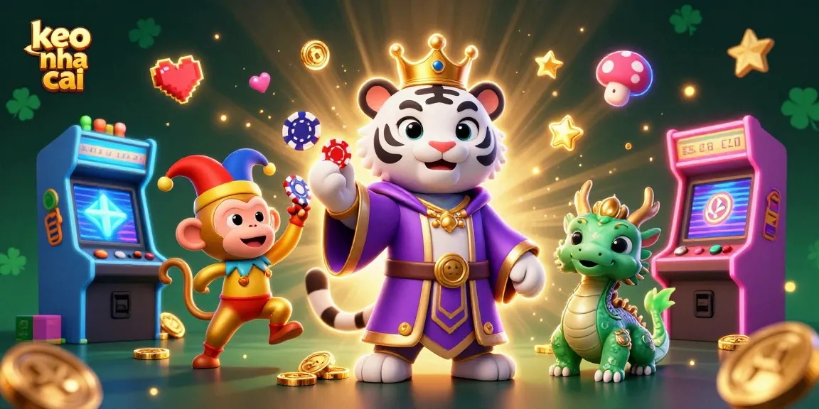 Engage with keo nha cai in this vibrant 3D casino scene featuring dynamic games and characters.