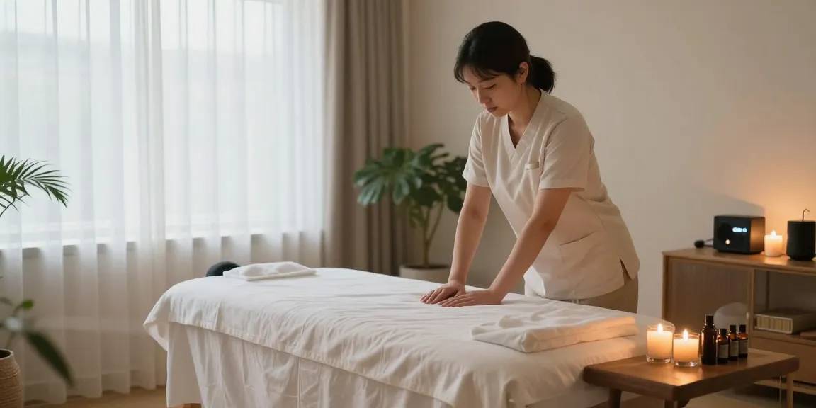 Experience 노원출장마사지 in a tranquil wellness studio environment with soothing lighting and essential oils.