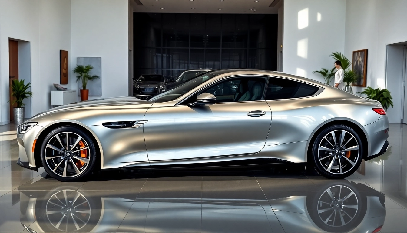 Explore extended warranty for luxury cars with a stunning vehicle in a luxurious showroom.