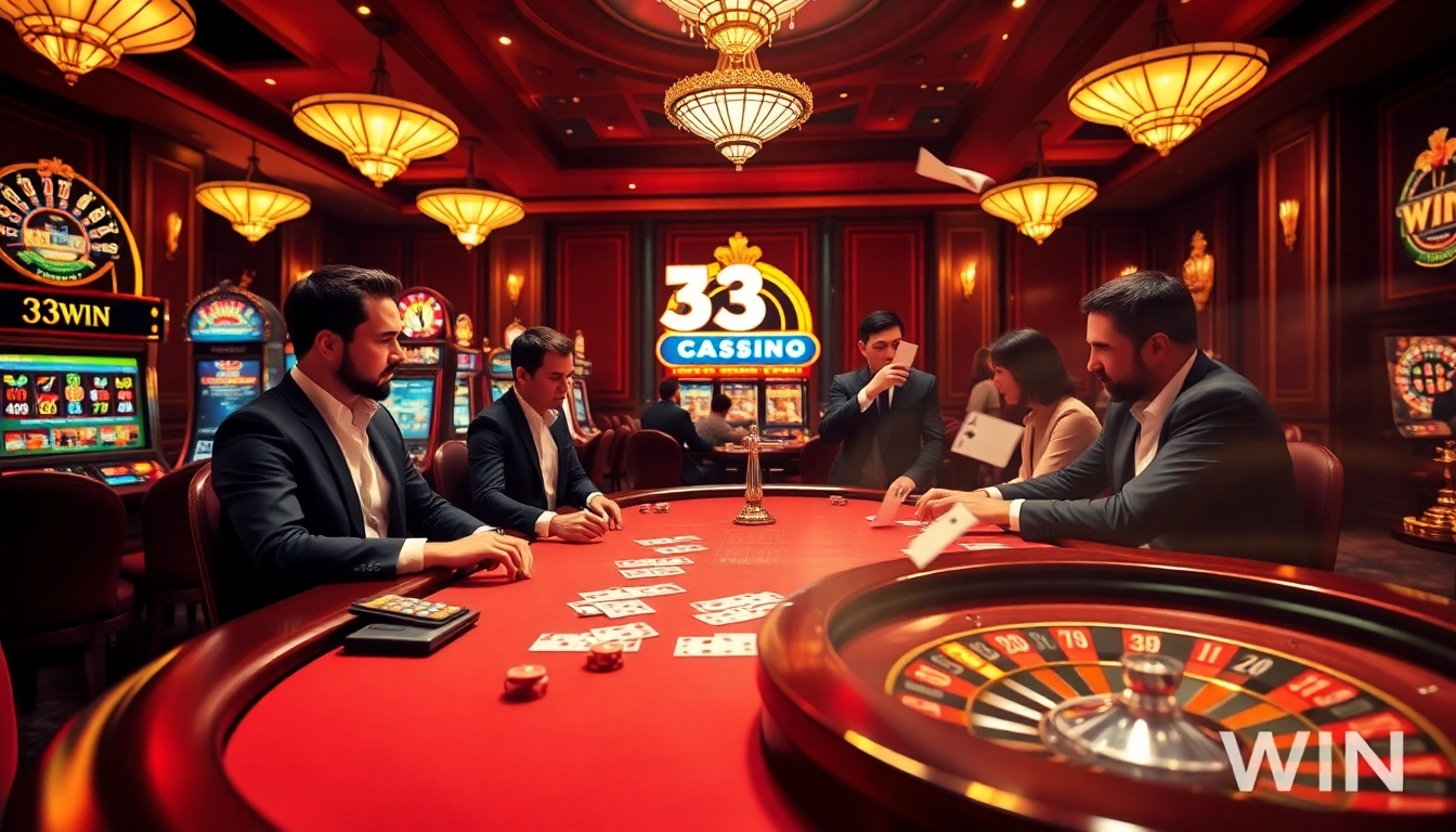 Experience high-stakes excitement at 33WIN's luxurious online casino environment.