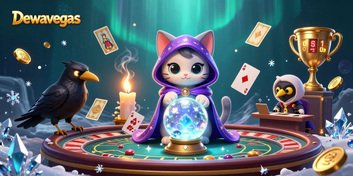 Experience thrilling live casino games at Dewavegas with a dynamic 3D illustration filled with vibrant action.