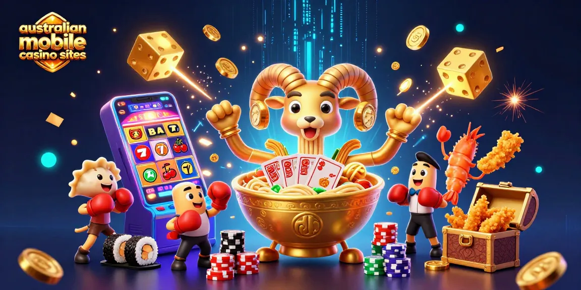 Engage with australian mobile casino sites featuring vibrant characters, games, and energetic casino elements.