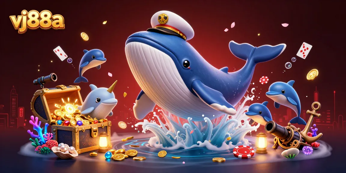 Engage with vj88a's playful 3D casino scene featuring vibrant characters and rich gambling elements.