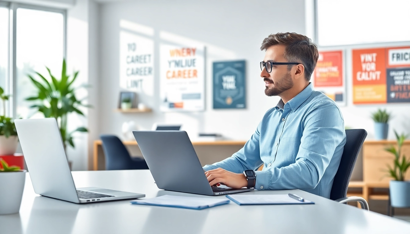 Helping clients identify their Ideal career in a bright office environment.