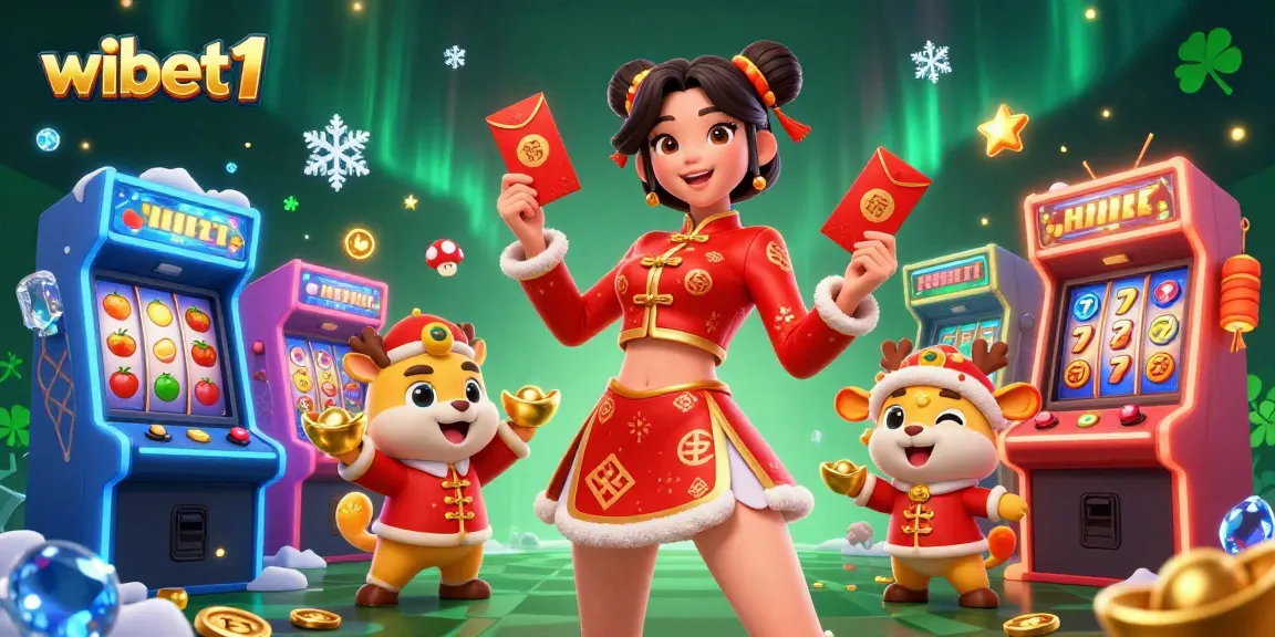 Experience wibet1's exciting slot games with vibrant characters and dynamic casino elements.