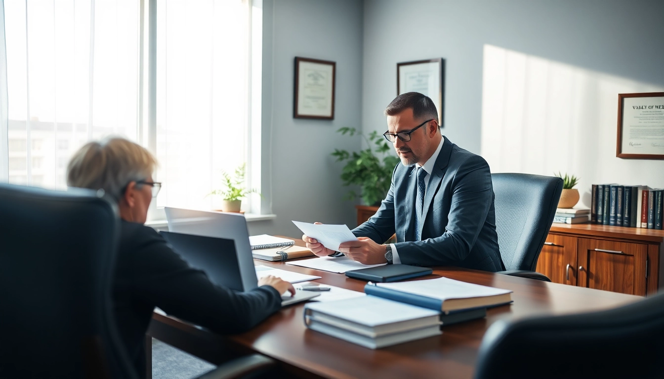 Clearwater truck accident lawyer consulting with a client in a professional office setting.