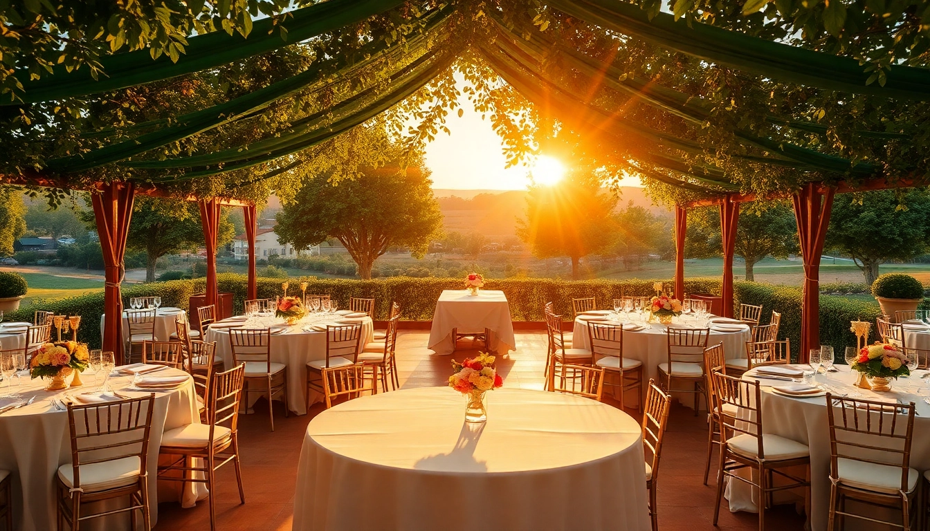 Elegant arrangement at wedding venues sacramento showcasing beautiful floral decor and sunset lighting.