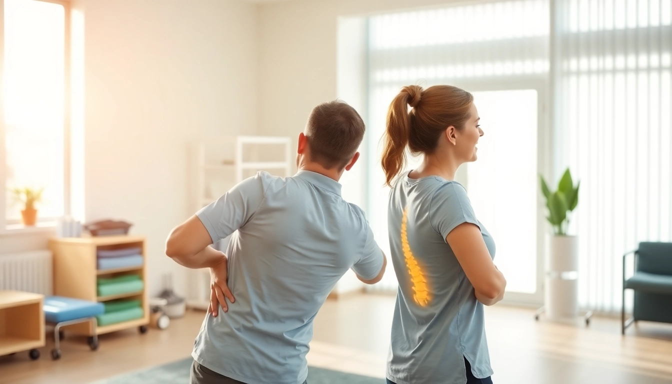Helping with effective back pain solutions in a physical therapy session.