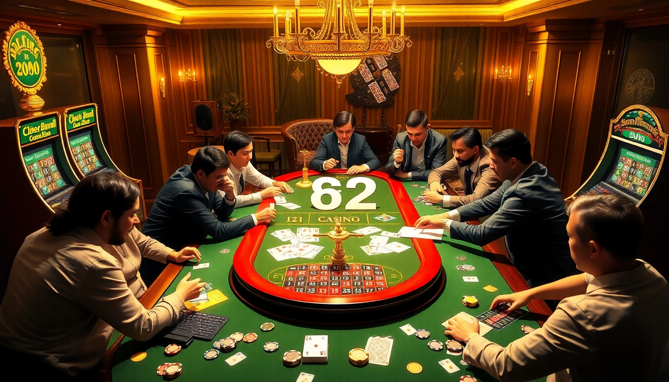 Exciting B52 gaming scene with players at the table and vibrant casino elements.