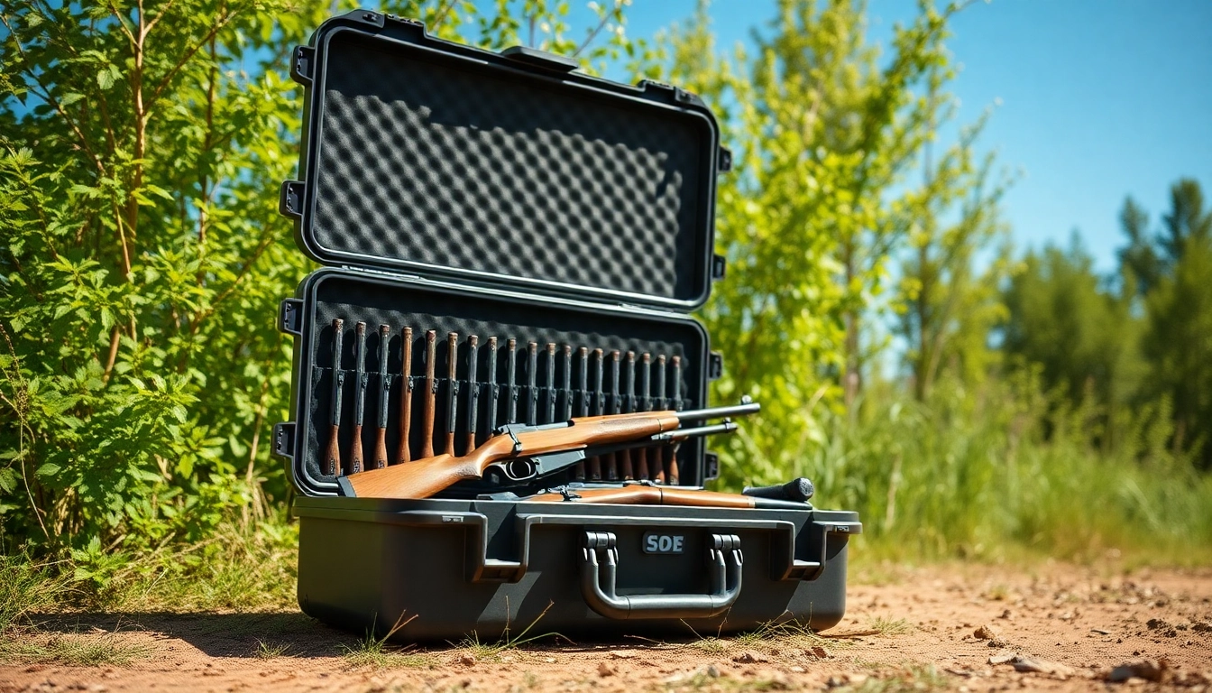 Pursue your adventure with a pelican gun case for sale, showcasing durability and security in an outdoor setting.