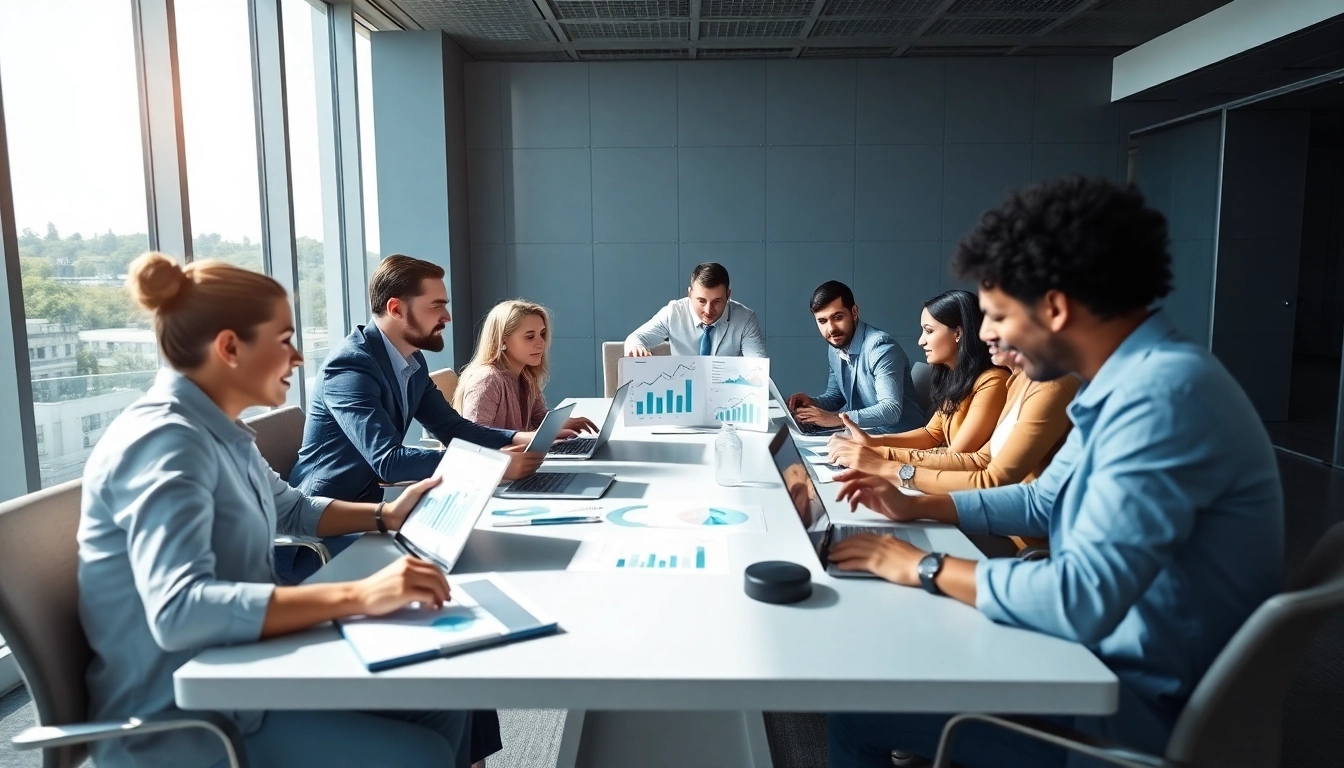 Team collaborating on b2b competitive intelligence strategy during a meeting.