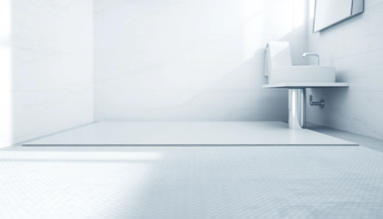 Captivating view of a modern shower base shower with sleek design and elegant textures.