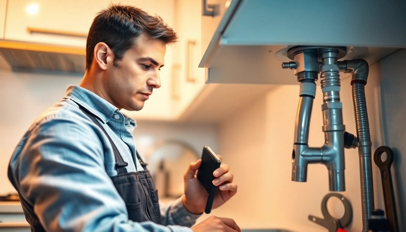 Plumber near me inspecting kitchen plumbing for efficient repairs.