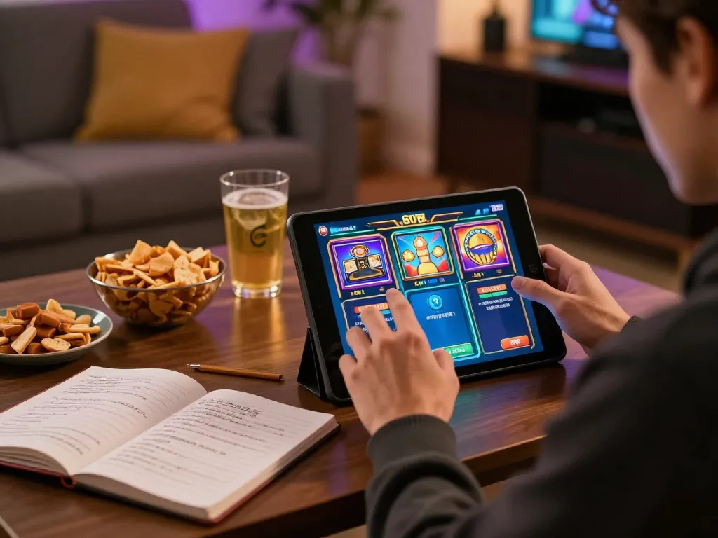 Engaging gaming experience with vuabet 88 on tablet in a cozy home environment