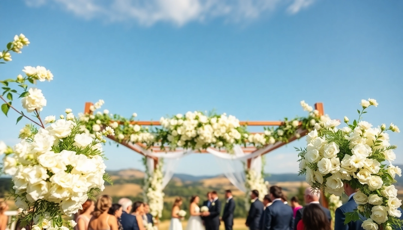 Celebrate Clarksburg ca weddings with a beautiful outdoor scene featuring floral arrangements and joyful guests.