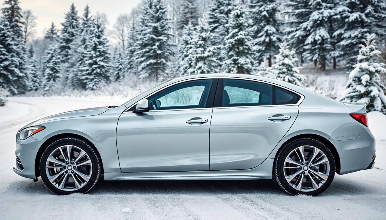 Enhance winter car protection Chattanooga with a protective vehicle coating in a snowy landscape.
