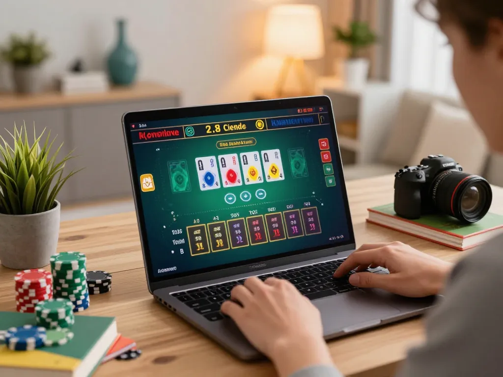 Engaging gameplay on gem88's online blackjack platform with player focused on strategy