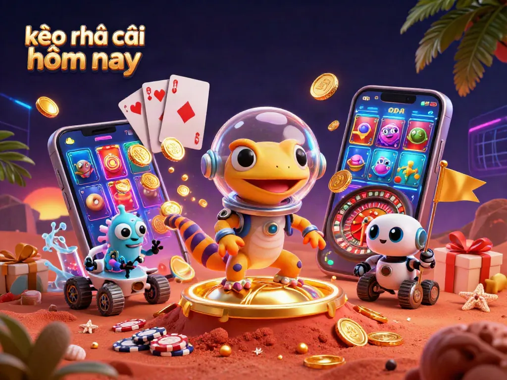 Generate winning strategies with kèo nhà cái hôm nay amid a vibrant 3D casino-themed illustration.