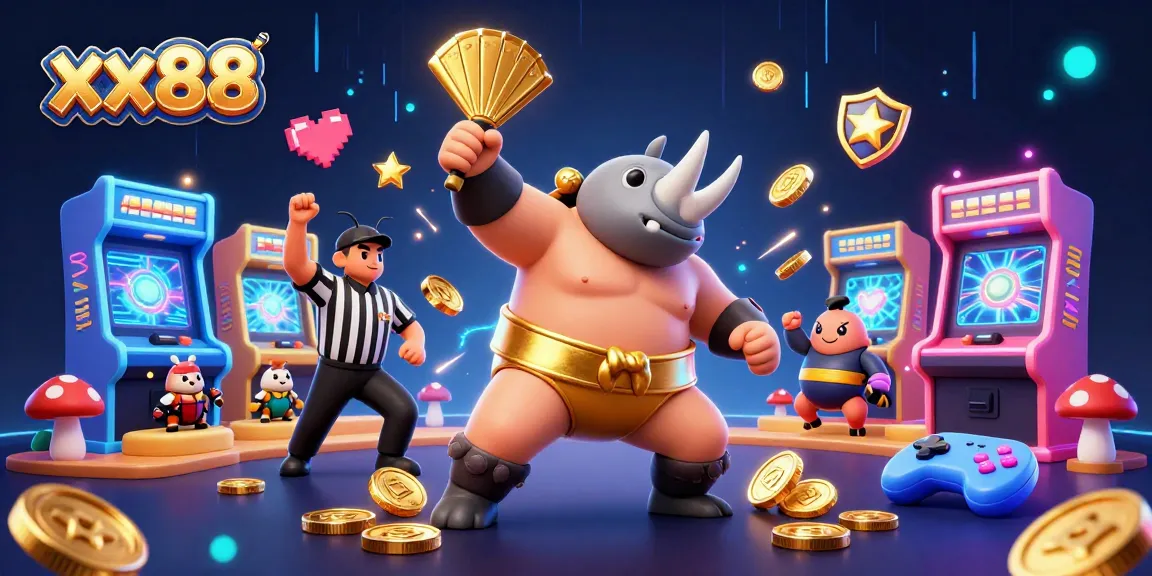 Win big with xx88 at this vibrant 3D casino scene featuring colorful game elements and excitement.