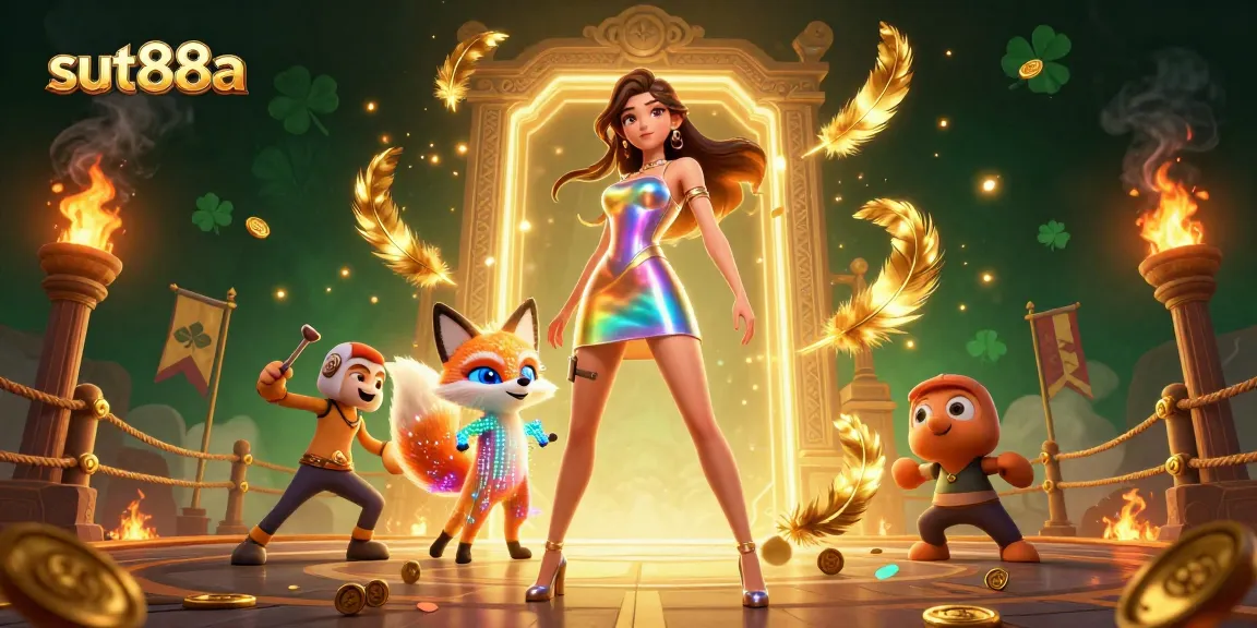 Experience the thrilling action at sut88a with vibrant casino elements and a dazzling 3D illustration.