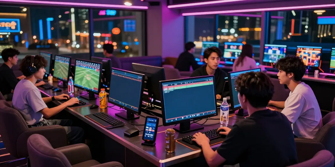 ZBET sports betting scene in a modern gaming lounge with vibrant atmosphere.