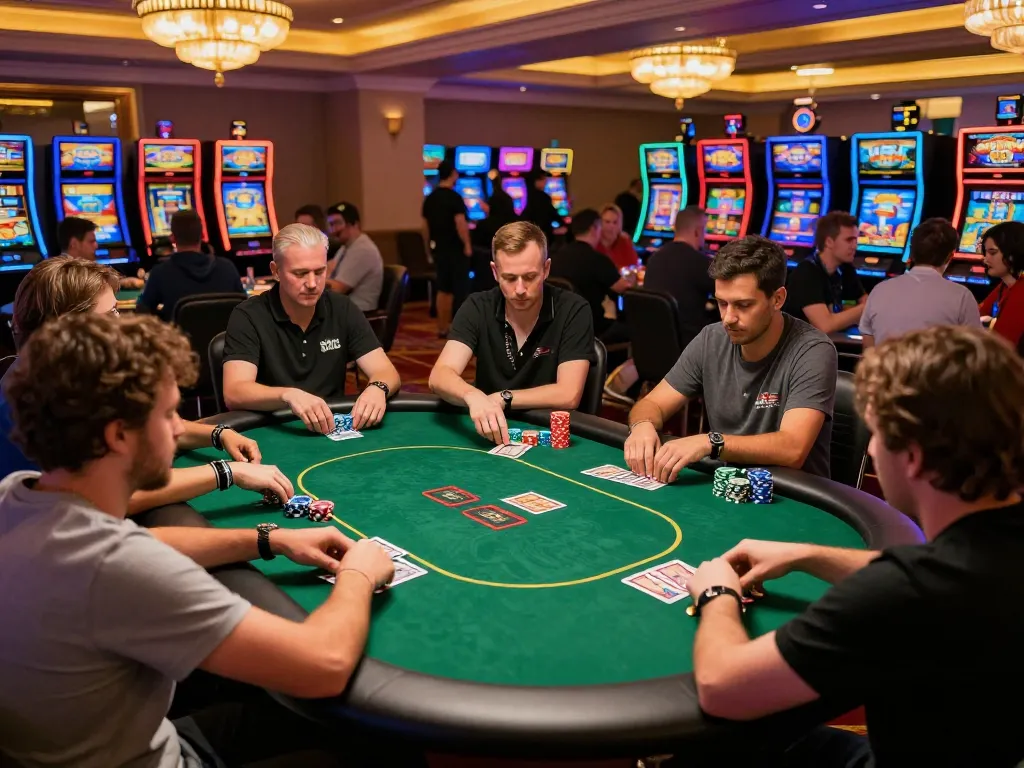 Người chơi tại B52 club đang tham gia vào những ván poker căng thẳng, thể hiện chiến lược giữa không khí sôi động của casino