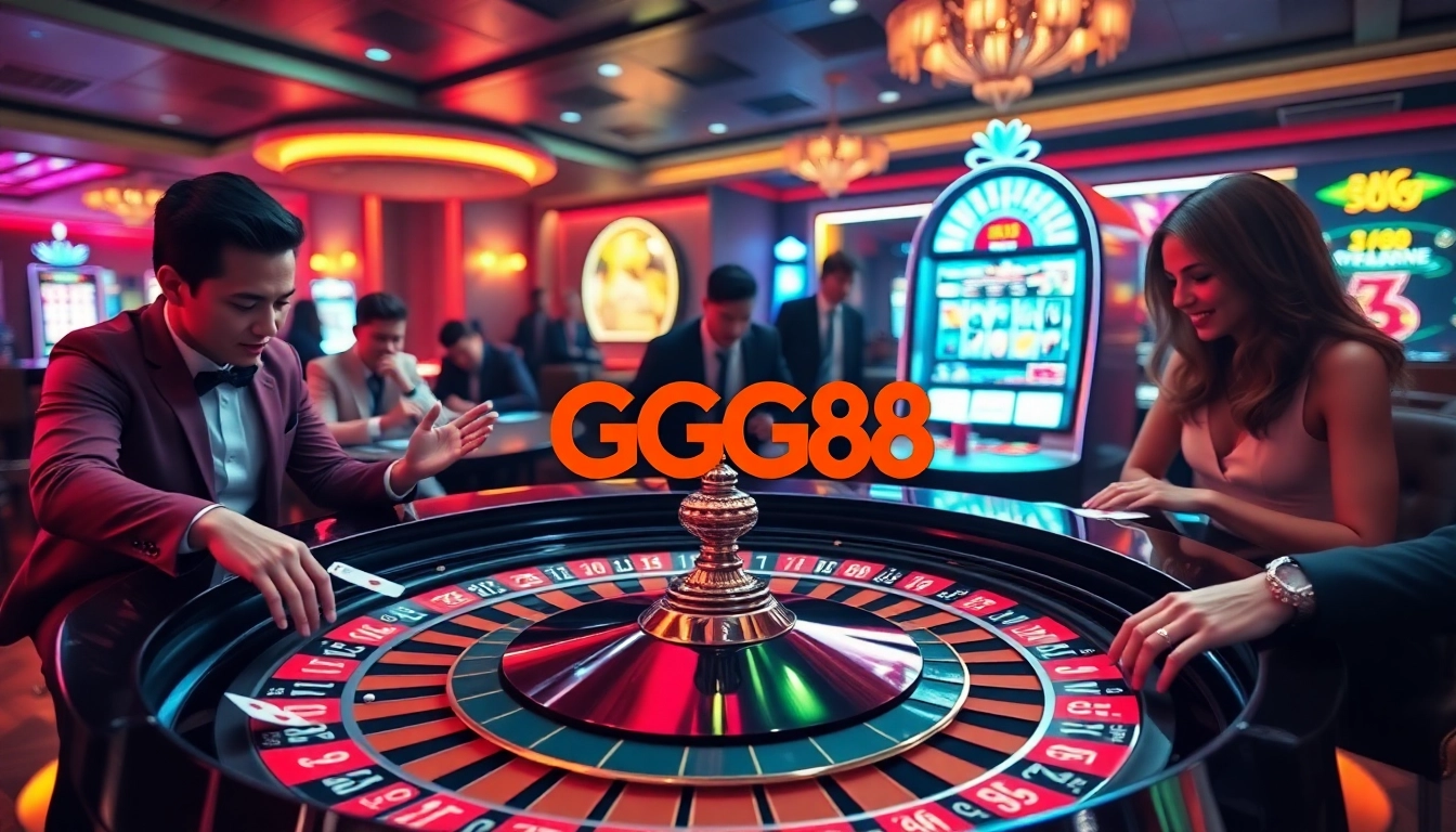 GG88 players strategize at a roulette table, showcasing vibrant casino excitement.