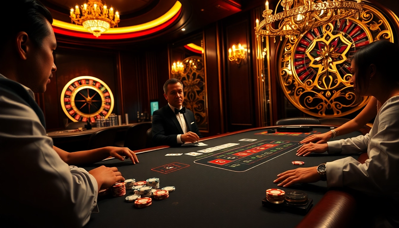 Players engaging at a luxurious blackjack table, showcasing the thrill of gambling at https://32win.luxury/.