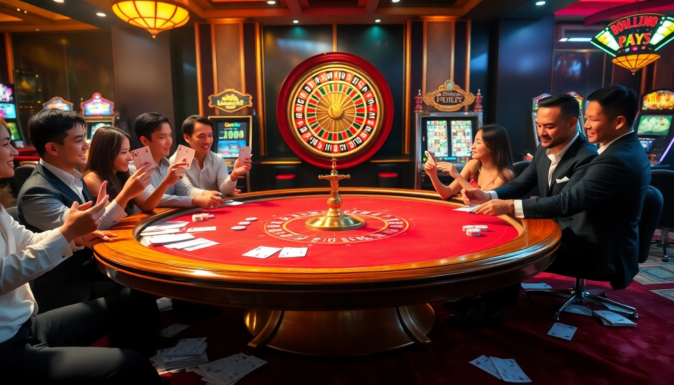 Experience thrilling gameplay at https://rr8888.in.net/ with an exciting casino atmosphere featuring poker tables and roulette wheels.